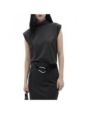 Mango Knitted Cropped Top NWT Clint Grey XS